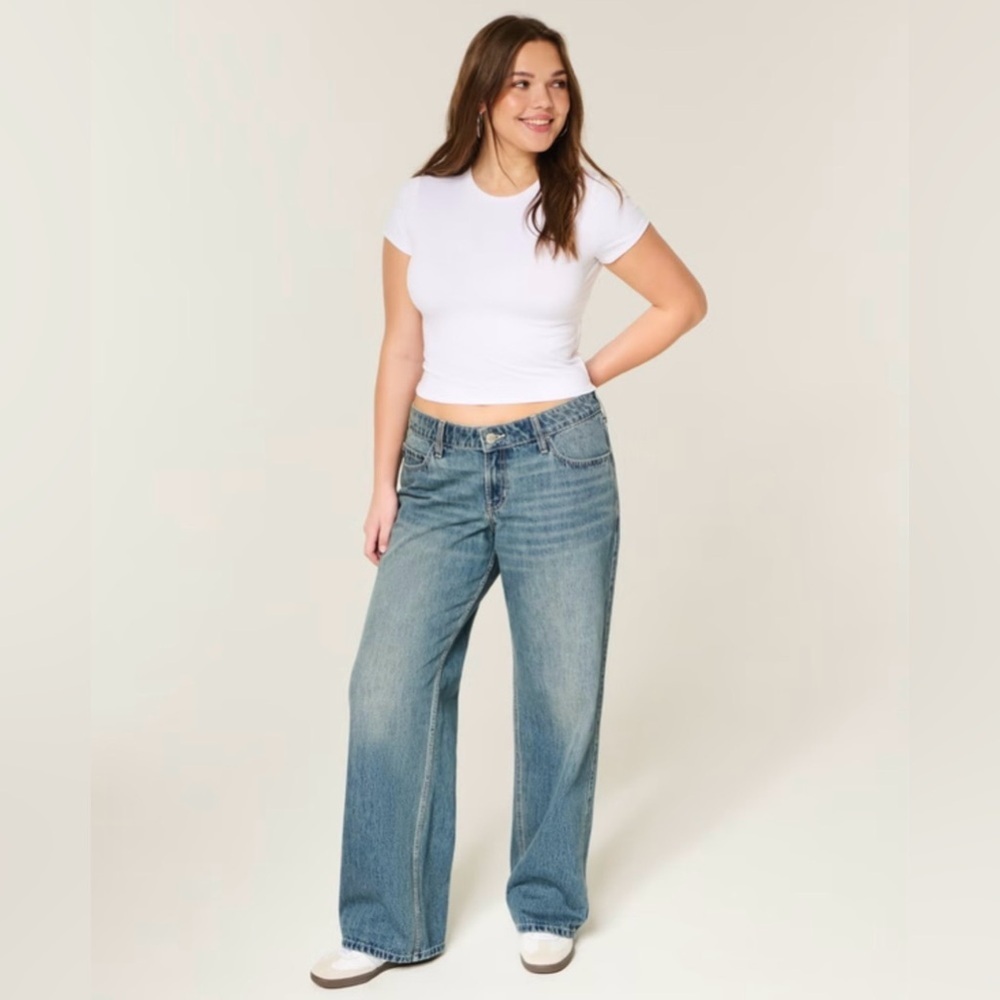 Hollister Women’s Low Rise Medium Wash Baggy Jeans, Sz 8R